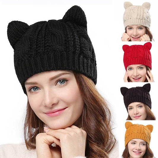 Hand Made 3D Cute Knitted Cat Ear Beanie For Winter - Better Life