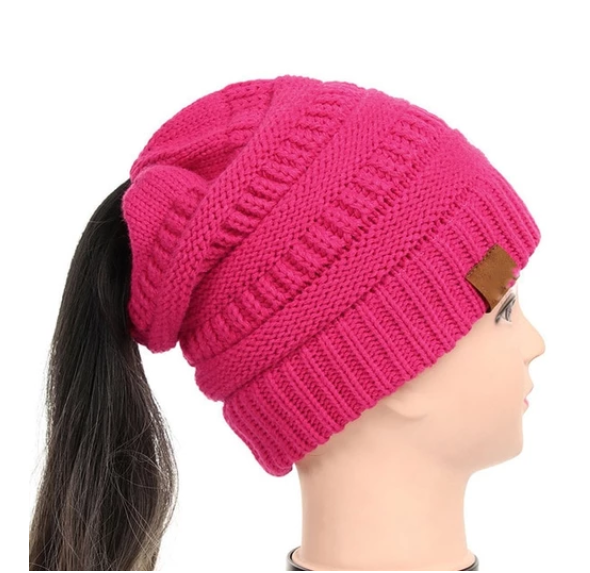 High Bun Ponytail Beanie Hat Chunky Soft Stretch Cable Knit Warm Fuzzy Lined Skull Beanie Acrylic Hats Men And Women - Better Life