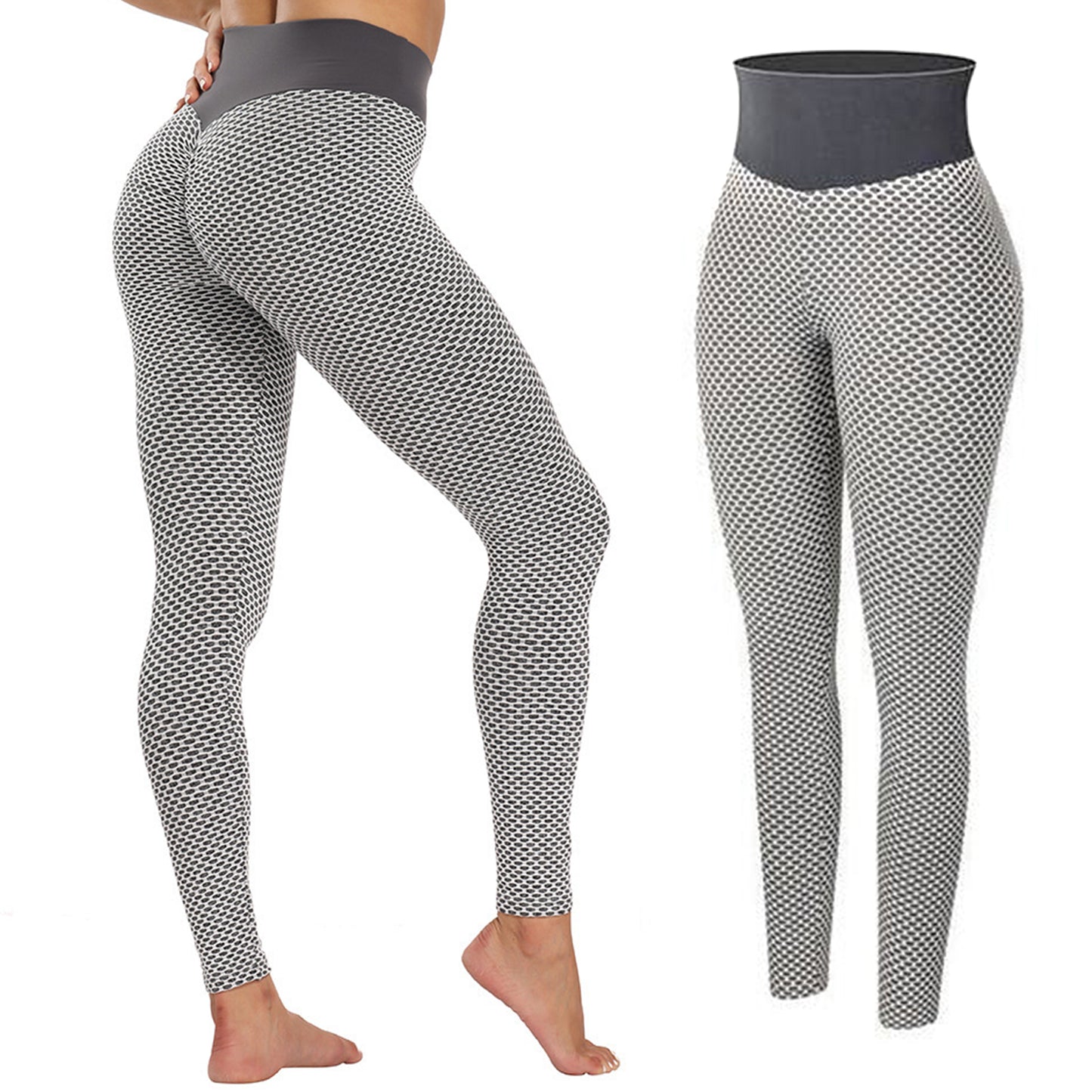 TIK Tok Leggings Women Butt Lifting Workout Tights Plus Size Sports High Waist Yoga Pants Light Grey - Better Life