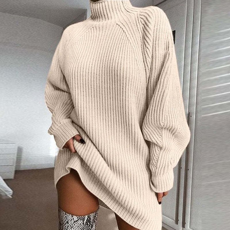 Solid Turtleneck Long Sweater Winter Warm Women Sweater Dress - Better Life