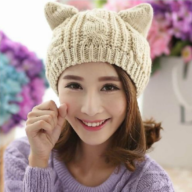 Hand Made 3D Cute Knitted Cat Ear Beanie For Winter - Better Life