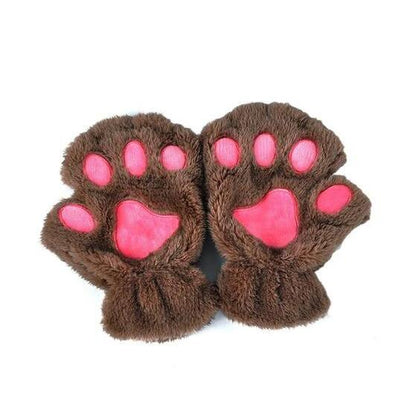 Winter Lovely Half Cover Paw Bear Cat Claw Gloves Short Finger - Better Life