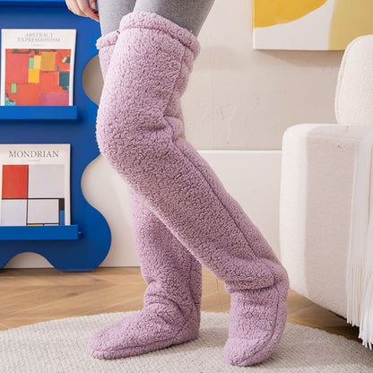 Over Knee High Fuzzy Long Socks Winter Warm Cold Leg Knee Joint Cold-proof Stockings Home Floor Sleeping Socks - Better Life