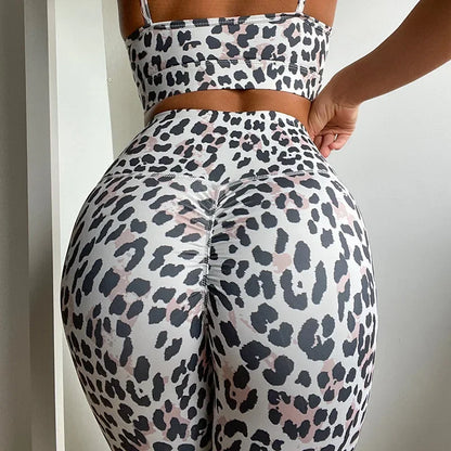 Leopard Print Yoga Set Women Clothing Free Shipping Quick Dry Women's Fitness